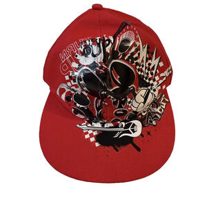 Disney‎ Parks Y2K Hat Unisex Cap Snap Back Red Graphic Art Rock Guitar Music